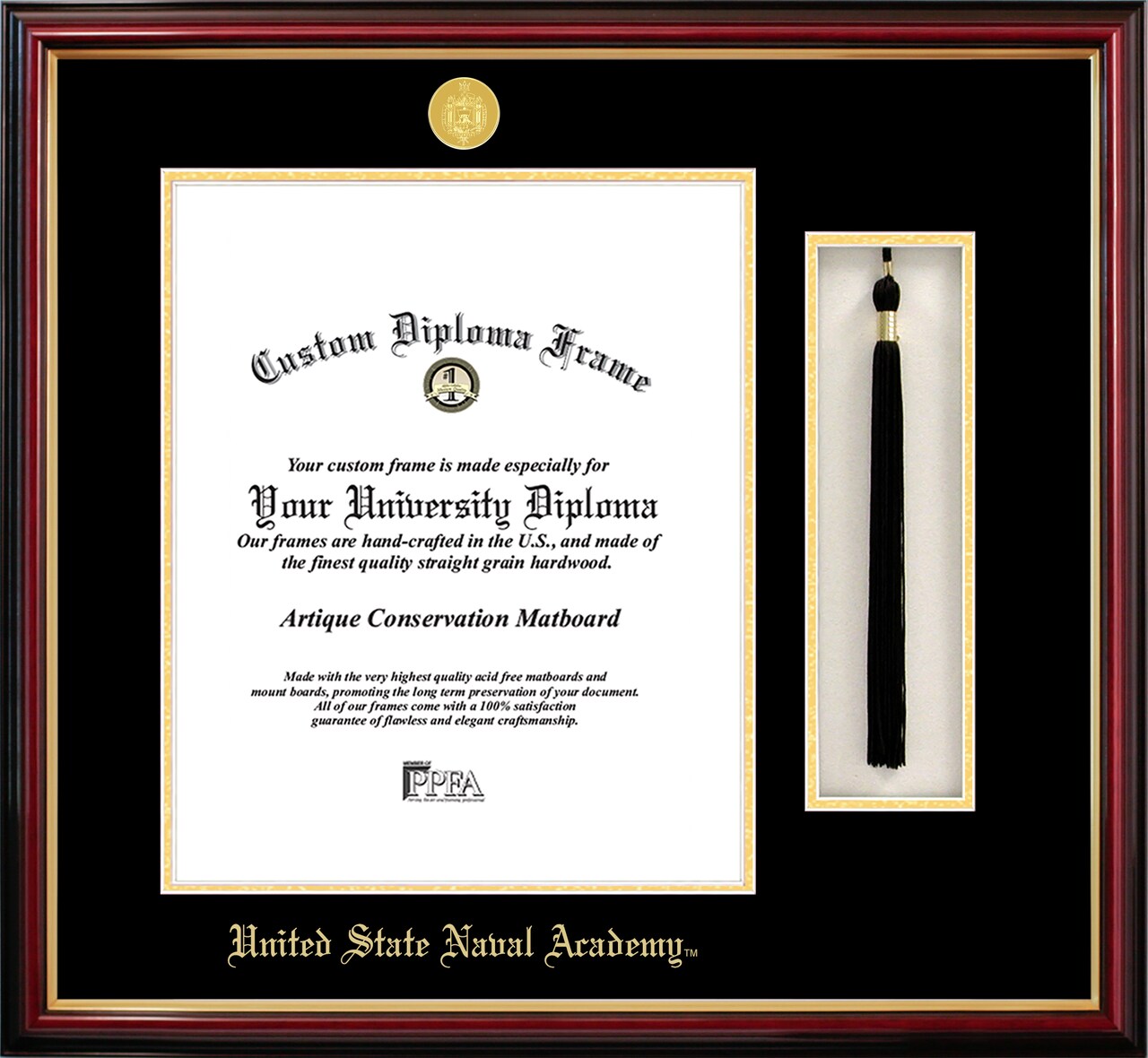 United States Naval Academy 10w x 14h Tassel Box and Diploma Frame